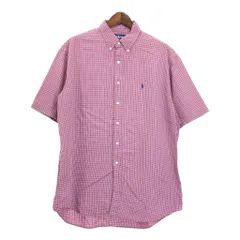 RALPH LAUREN ラルフローレン ボタンダウン BLAKE 半袖シャツ チェック レッド(メンズ XL)中古 古着 U2795