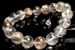 【１点物】希少内包◇マダガスカル産 ライモナイト＆マーカサイトインクォーツ　11mm　ブレスレット パワーストーン 天然石 _MA7733