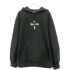 マ*ン様 シュプリームクロスボックスロゴ刺繍 プルパーカー 黒 L入手困難　ほぼ マ*ン様 シュプリームクロスボックスロゴ刺繍 プルパーカー 黒 L