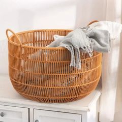 ラタン製ハンドル付き収納バスケット42*43cm - メルカリ
