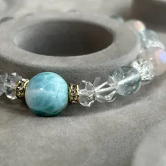 【B091】オススメ‼️ラリマー✖️ブルートパーズブレスレット✨キラキラ感❣️16cm