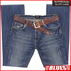 BURBERRY BLACK LABE 廃盤 バーバリーブラックレーベル ジーンズ デニム W32 メンズ 73 スタッズ ノバチェック ダメージ加工 バーバリー_ウエスト78cmから82cm一覧←SEULB屋着古← HS188