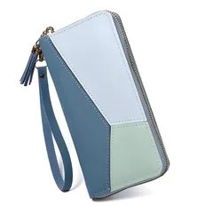 [MIMIA] 長財布 財布 大容量 レシート すっきり レディース カード 取り出しやすい ラウンドファスナー ウォレット コインケース レデイース (ブルー) [ブルー]