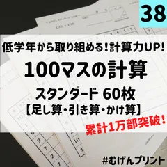 【百ますの計算！他レベルも有】38.小学1年2年3年、100マス、陰山、算数教材のサムネイル