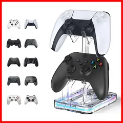コントローラー収納ラック RGBライトストリップ内蔵 コントローラースタンド 綺麗に発光 ONE各種対応 PC製 X/XBOX SERIES 卓上収納スタンド Pro/XBOX 組立式 PS5/PS4/Switch Clear ゲームコントローラー充電スタンド