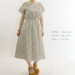 花柄ウエストシャーリングゴムワンピース【小柄女性向け】品番：11-8013-1