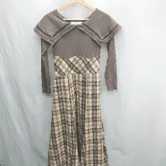 ◇ ⊂ ◎ ●美品● tocco closet チェック柄 長袖 ロング丈 ワンピース サイズM ブラウン ベージュ レディース E  【1412090036910】