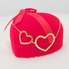 K18YG ダブルハートネックレス 2.30g 43cm