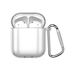 AirPods ケース 透明 エアーポッズ 用 クリア ケース 全面保護カバー カラビナ付き 紛失防止 TPU ソフト ケース かわいい 傷防止 耐衝撃 AirPods第2世代と第1世代に適用 SER