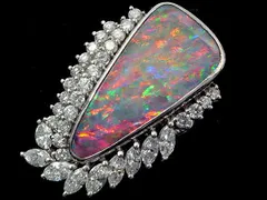 2025年最新】Pt900 ボルダーオパール＆ダイヤモンド デザインリングの  