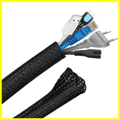 【売れてます】Hocerlu ケーブル収納スリーブ 長さ約3M 直径13mm 編組ケーブルカバー、家庭用/オフィス用コードオーガナイザー、ケーブルプロテクター動物の噛み込み防止（黒）のサムネイル