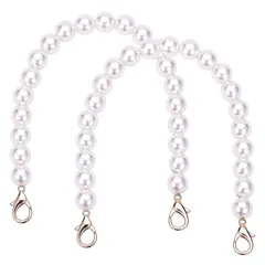 ★即日発送★持ち手 ビーズ持ち手 2本 バッグ ビーズ付き持ち手 取っ手 ビーズストラップ 交換用バッグチェーン (14mm*32cm)