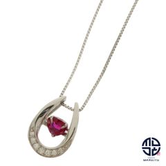 【Dancing Stone】 Pt900 Pt850 プラチナ ルビー0.42ct ダイヤ0.06ct ダンシング ネックレス ジュエリー アクセサリー