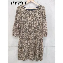 ◇ URBAN RESEARCH ROSSO 総柄 リバーシブル 長袖 膝丈 ワンピース サイズF ベージュ系 ネイビー系 レディース 【中古】 【1104160001835】