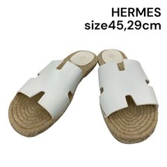 ●美品 エルメス HERMES エスパドリーユ イズミール サンダル フラット ホワイト 45、29cm メンズ 5D738