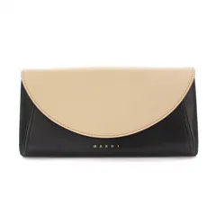 マルニ MARNI 長財布 フラップデザイン バイカラー レザー 黒 ベージュ /YMのサムネイル