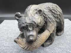 骨董 在銘 古銅 親子熊 細密彫刻 鋳物 クマ 金属工芸 民芸 オブジェ