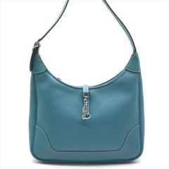 美品 HERMES エルメス トリム31 レザー ブルージーン □B刻印 ワンショルダー 肩掛け バッグ 鞄 かばん ブルー 青 水色 h664