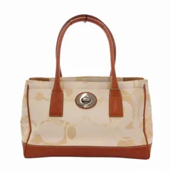 コーチ COACH オプティック シグネチャー マデリントートバッグ ハンドバッグ キャンバス レザー ターンロック 白 アイボリー 茶 ブラウン 11821 /FT ■GY18