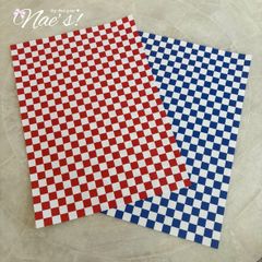 カラー ブロックチェック柄 マット紙 包装紙 【A4/10枚】赤/青 ラッピングペーパー デザインペーパー 市松模様 チェッカーフラッグ柄 アメリカン雑貨