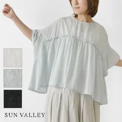 ＊【新品】【SUN VALLEY サンバレー】40ボイル 日本製品染 切替ギャザー プルオーバー ブラウス (SK5002257)レディース 春 夏 半袖 5分袖 ワイド ゆったり 体型カバー シアー 透け感 ナチュラル 服 大人可愛 30代 40代 50代