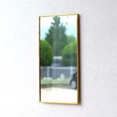 鏡 壁掛けミラー アンティーク レトロ シンプル おしゃれ ウォールミラー 真鍮 ゴールド 長方形 20×40cm 薄型 スタイリッシュ 日本製 アンティークな真鍮のウォールミラーA