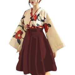 新品 [RONGUI] 大正ロマン コスプレ 袴 レディース 着物 衣装 和装 大きいサイズ 女装 ロリータ ショート丈 和服