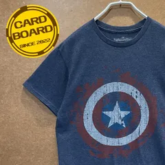 US古着 キャプテンアメリカCAPTAIN AMERICA 星マーク盾マーベルMARVELアメコミ 半袖tシャツ紺S