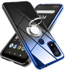 【迅速発送】arrows We F-51B ケース リング 透明 tpu 薄型 軽量 FCG01 カバー シリコン グラデーション色 ケース 耐衝撃 指紋防止 車載ホルダー対応 防塵 一体型 人気 携帯カバー ブルーブラック
