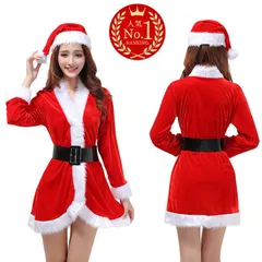 【セクシー 大人用】 サンタ コスプレ クリスマス 衣装 ふわふわ ガウン風 ベロア 3点セット レディース