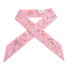 HERMES エルメス ツイリー レクレアポア Les Cles a Pois スカーフ ピンク/マルチ 063871S 05 レディース 中古 美品