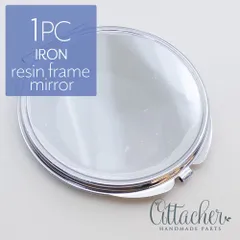 ＊1個＊ デコ台座 レジン用 ハンドミラー コンパクト 鉄製 丸型 レジン型 ep044