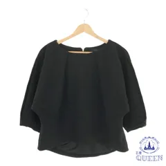 ☆美品 7-IDconcept セブンアイディーコンセプト ニット カットソー チャック付き パフスリーブ 七分袖 レディース ブラック 38 901-4649 送料無料 古着