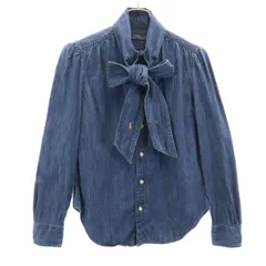 希少 レア✨ラルフローレン ポロジーンズ ヴィンテージ ブラウス ボウタイ 希少！タグ付き ラルフローレンRalph Laurenデニムボウタイ