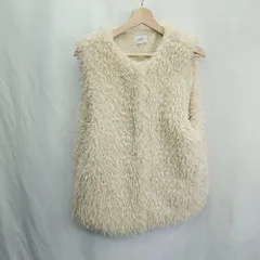 ◇ ⊇ emi+ エミプラス フェイクシープファー 袖なし ベスト サイズF ベージュ レディース E  【1412090058608】