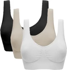 [NEXSTAGES] 3枚セット スポーツブラ ナイトブラ ジニエ ノンワイヤー ブラジャー シームレス インナー マタニティ 大きいサイズ セット 育乳 痛くない グラマーサイズ 綿 ケース 旅行 ケース 収納 蛍光 軽量 激盛 激盛り 高校生 子供 コッ