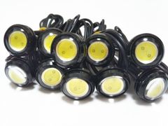 【在庫処分】J'z court デイライト LED 防水 イーグルアイ 大玉 23ｍｍ 10個セット 12V 埋め込み (ホワイト/ブラックボディー)