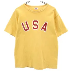 ダブルワークス 日本製 USA プリント 半袖 Tシャツ M 黄 DUBBLEWORKS メンズ 【中古】  【230620】