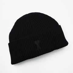 正規品 アミパリスAMIPARIS ビーニー ニット帽 黒 AMI HEART LOGO WOOL BEANIE アミパリス ハート ロゴ ニット帽
