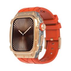 アップルウォッチバンド（Apple Watchバンド）メタリックフレーム一体型バンド【オレンジ×ローズゴールド】46mm対応 [BELTIES]