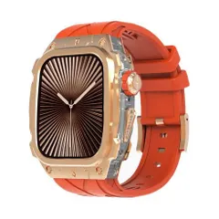 アップルウォッチバンド（Apple Watchバンド）メタリックフレーム一体型バンド【オレンジ×ローズゴールド】46mm対応 [BELTIES]