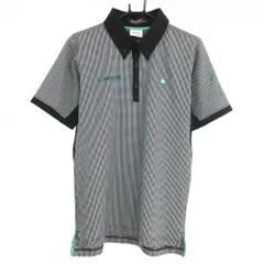 【超美品】ルコックゴルフ 半袖ポロシャツ 黒×白 チェック サッカー生地 メンズ L ゴルフウェア le coq sportif