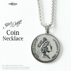 ネックレス チェーン メンズ コイン コインネックレス シルバー チェーンネックレス ペンダント プレゼント プチギフト 贈り物 メンズネックレス シンプル お揃い ペア 全1種 ジェネレス
