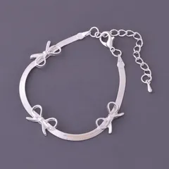 ブレスレット リボン メタル シルバー スネークチェーン 金属アレルギー対応 ニッケルフリー