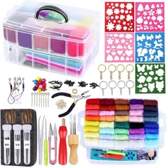 223 PCS 羊毛フェルト キット 羊毛フェルト セット 初心者 カラフル 40色 3g 羊毛? フェルトツール フェルトモールド ニードル ニードルホルダー 収納専用ケース 初心者向け 基本入門キット 0