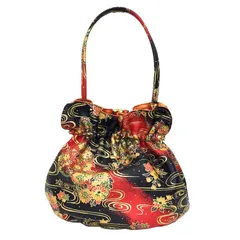 京やO220 和装バッグ 和服バッグ 巾着 牛革 キンワシ印 友禅染め お茶や習い事に 振袖にも最適 フォーマル〜カジュアル 着物用バッグ 着物バッグ 手提げバッグ きものトートバッグ 振袖 訪問着 附下 色無地 江戸小紋 小紋 紬 美品 正装用から普段使い