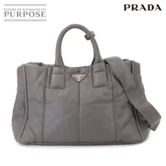 新品同様 プラダ PRADA ナッパボンバー 2way トート ショルダー バッグ レザー グレー BN2647 シルバー 金具 Nappa Bomber Bag 90284085
