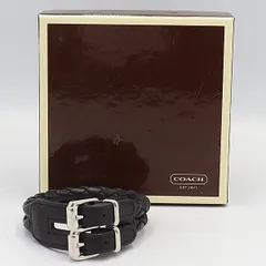 良品 箱付 コーチ レザー ベルト ブレスレット ブラック シルバー金具 2000000 NSK MTM