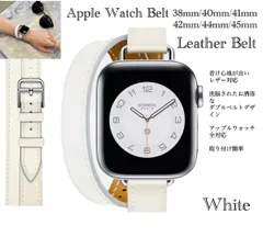 1 アップルウォッチ ベルト　2重巻き　ロング　ダブル　バンド スマートレザーバンド  レザーベルト バックル  男女兼用　ホワイト