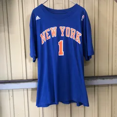 438 adidas プリントTシャツ アディダス XL ブルー NBA NEW YORK 夏 プルオーバー 古着卸アメリカ仕入